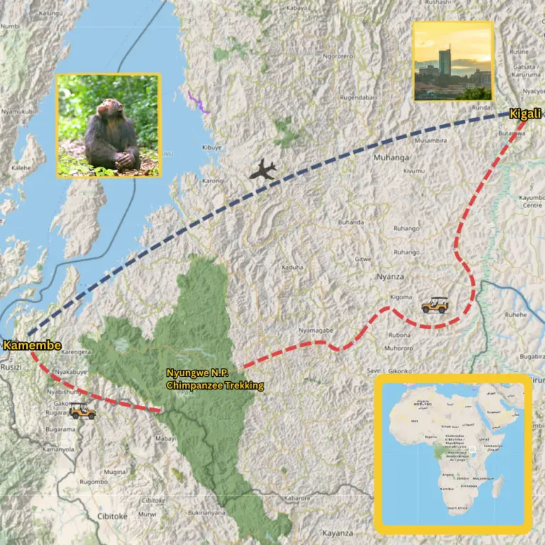 Chimp Trekking Map Rwanda
