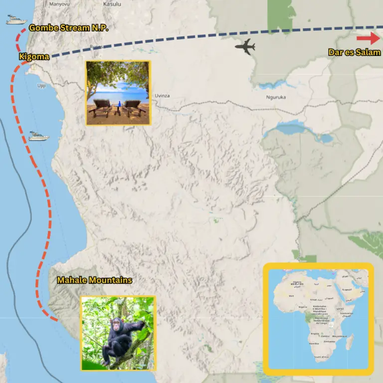 Chimp Trekking Map Tanzania-gombe-mahale