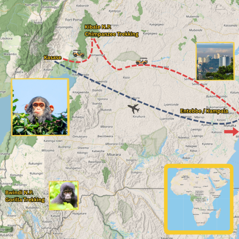 Chimp Trekking Map Uganda
