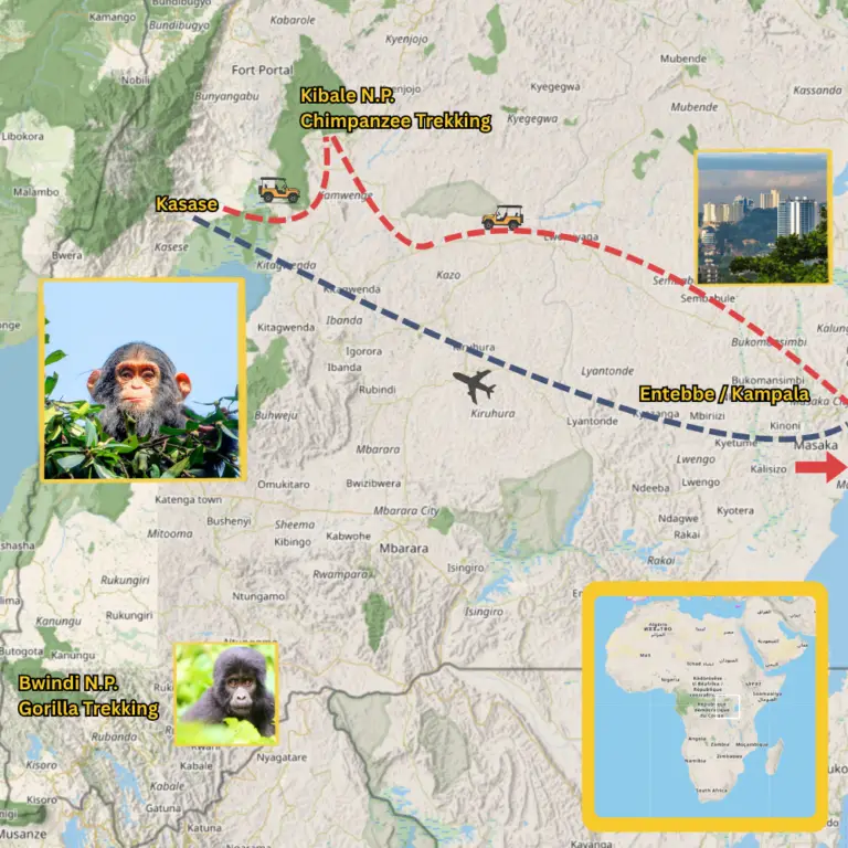 Chimp Trekking Map Uganda